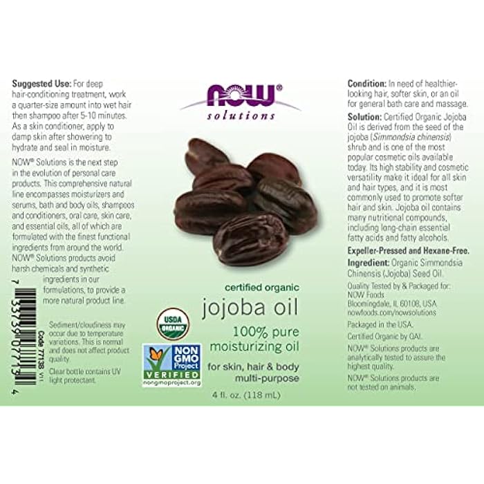 Now Solutions Organic Jojoba Oil, Pure 4 Fl. Oz. - Image 2